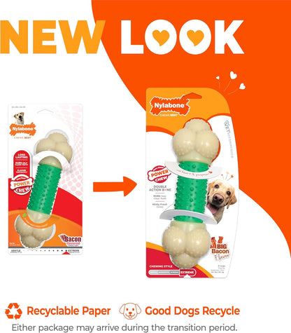 Power Chew Double Action Barbell Bone Dog Chew Toy, X-Large | Durable Dog Toy for Large Dog Breeds 50+ Lbs, Teeth-Cleaning Textures, Long Lasting, Discourages Destructive Chewing