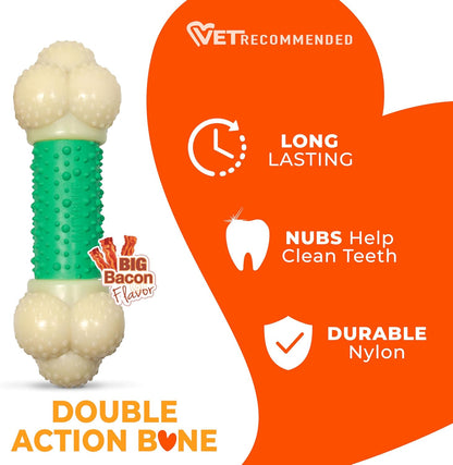 Power Chew Double Action Barbell Bone Dog Chew Toy, X-Large | Durable Dog Toy for Large Dog Breeds 50+ Lbs, Teeth-Cleaning Textures, Long Lasting, Discourages Destructive Chewing